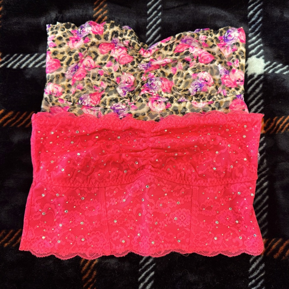 2 Pink Victoria's Secret  bandeau tops
size S